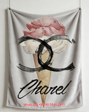 Luxury Chanel Style Ice Cream Cone Flannel Throw Blanket Luxury Chanel Style Ice Cream Cone Flannel Throw Blanket